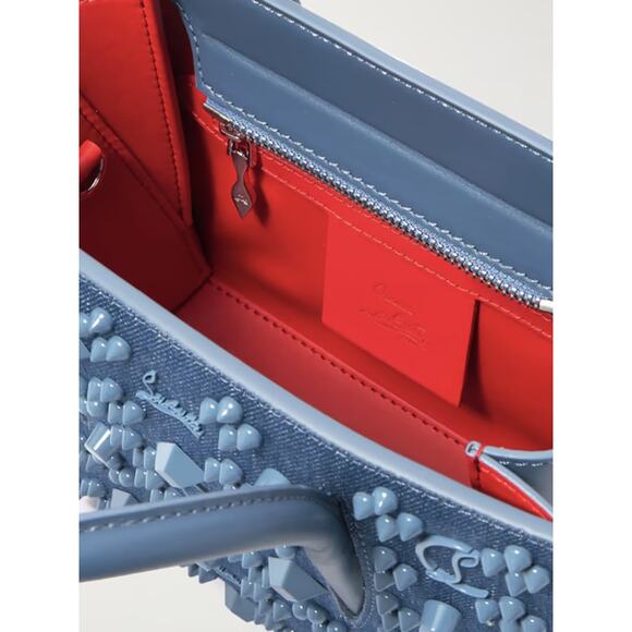 NWT! CHRISTIAN LOUBOUTIN PALOMA DENIM LEATHER SHOULDER TOTE BAG PURSE AUTHENTIC - Picture 6 of 6